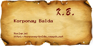 Korponay Balda névjegykártya